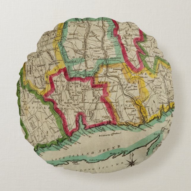 Connecticut Map Round Cushion (Front)