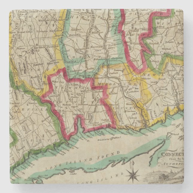 Connecticut Map Stone Coaster (Front)