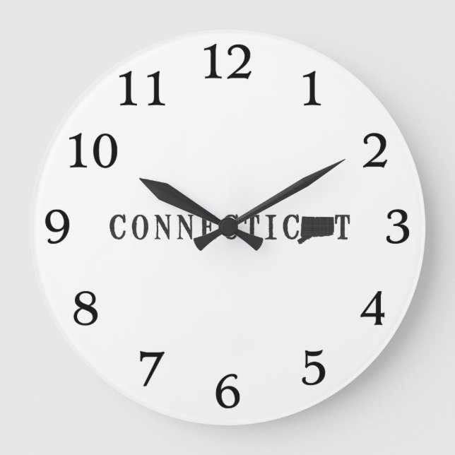 Connecticut Name with State Shaped Letter Large Clock (Front)