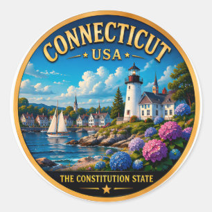 Connecticut New England Waterfront 🟡 Classic Round Sticker