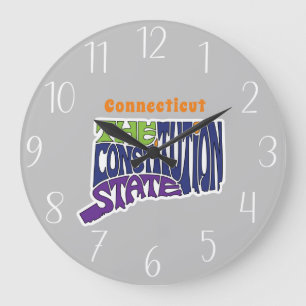 Connecticut Nickname Word Art Large Clock