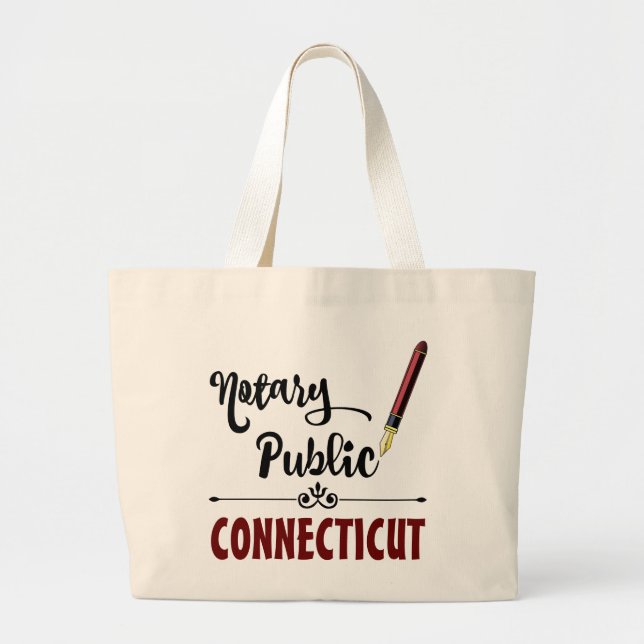 Connecticut Notary Public Ink Pen Large Tote Bag (Front)