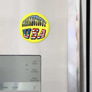Connecticut Picture and USA Flag Text Magnet