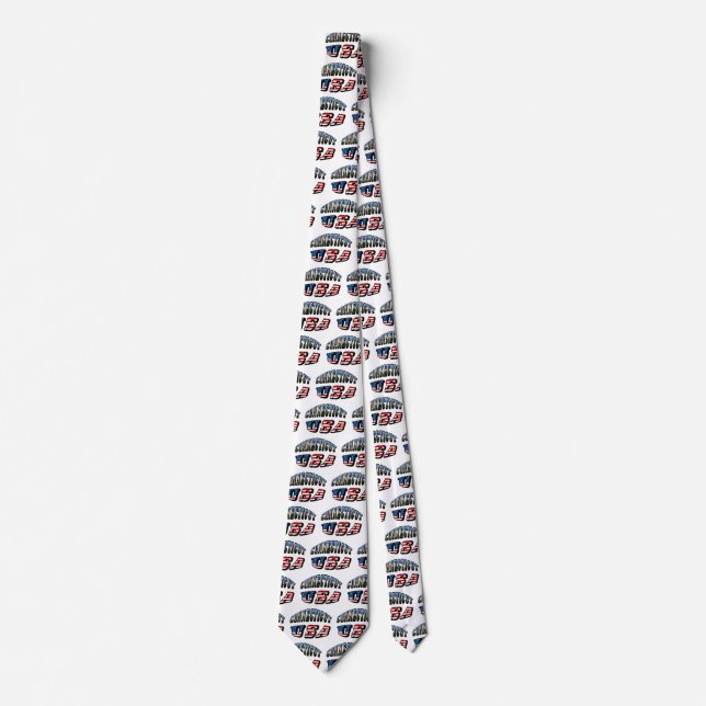 Connecticut Picture and USA Flag Text Tie (Front)