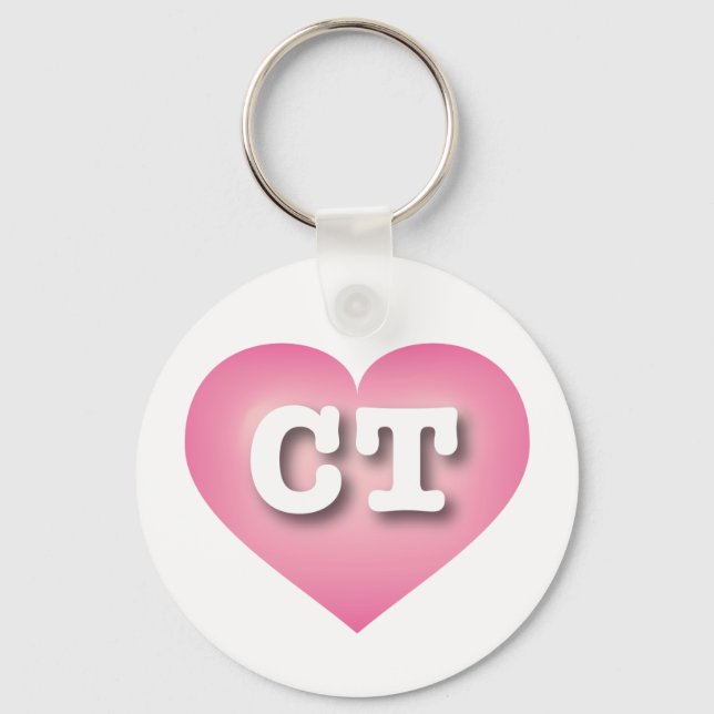 Connecticut Pink Fade Heart - Big Love Key Ring (Front)