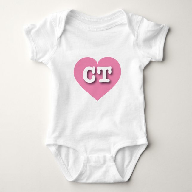 Connecticut Pink Heart - I love CT Baby Bodysuit (Front)