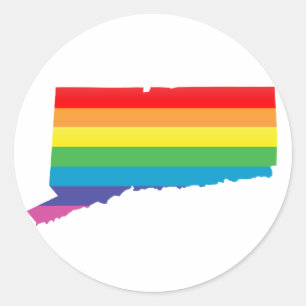 connecticut pride. striped. classic round sticker