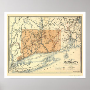 Connecticut Railroad Map 1893 Poster