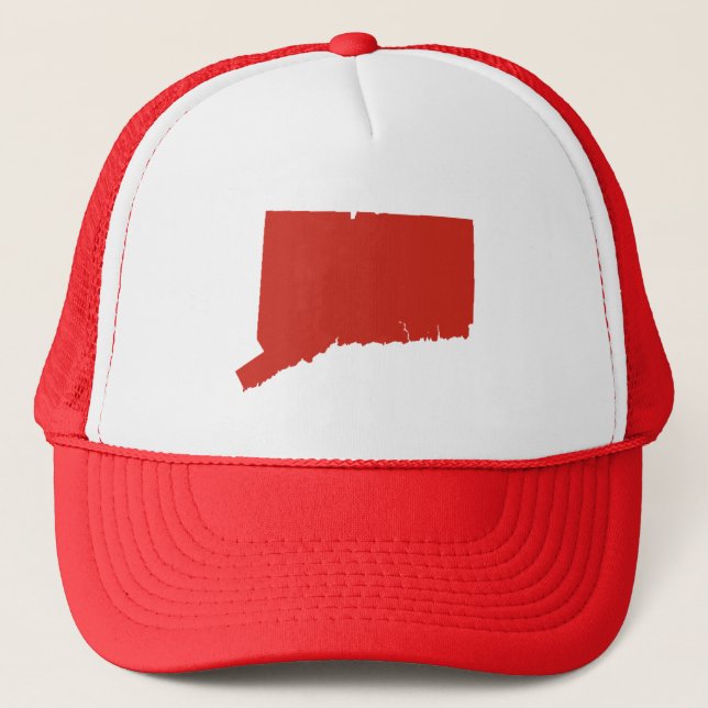 Connecticut Red State Snap Back Mesh Trucker Hat (Front)
