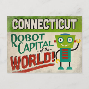 Connecticut Robot - Funny Vintage Postcard