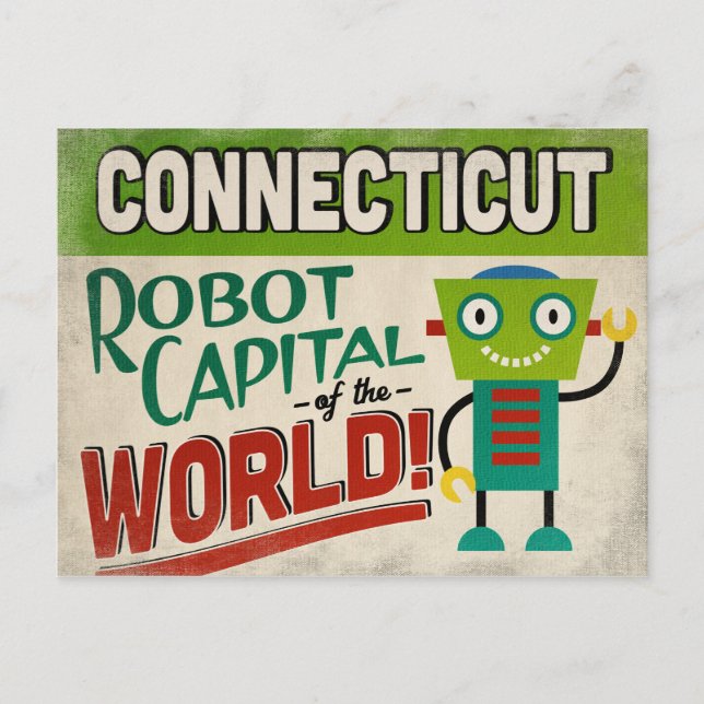 Connecticut Robot - Funny Vintage Postcard (Front)
