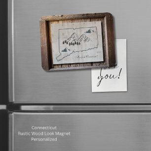 Connecticut Rustic Wood Frame Mountains Magnet