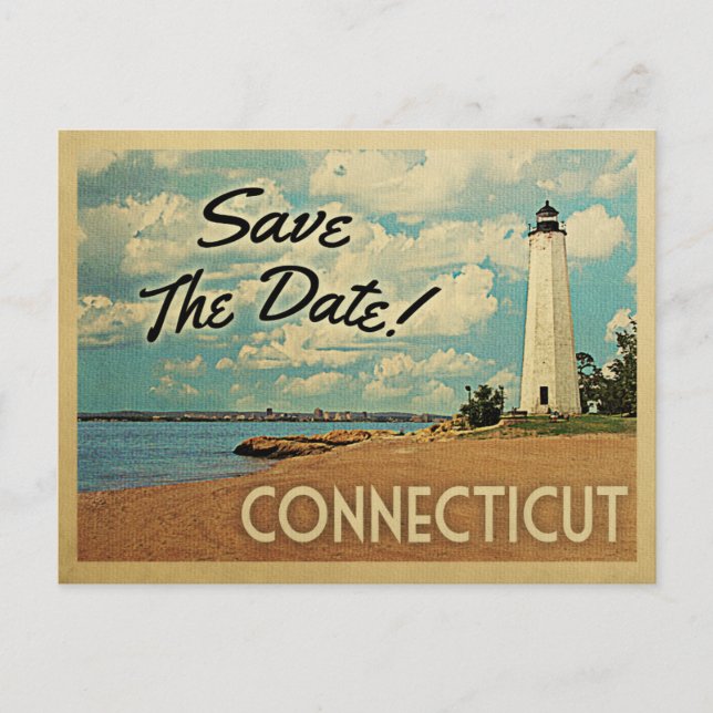 Connecticut Save The Date Vintage Postcards (Front)