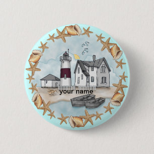 Connecticut Shells Lighthouse 6 Cm Round Badge