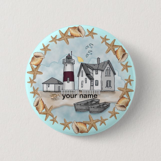 Connecticut Shells Lighthouse  6 Cm Round Badge (Front)