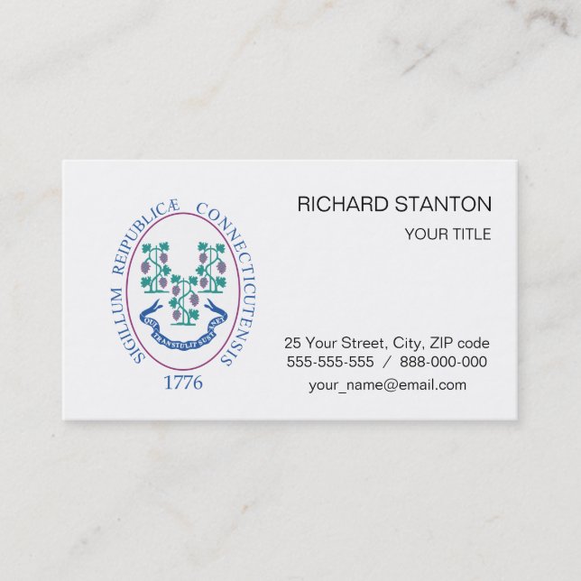 Connecticut sign business card (Front)