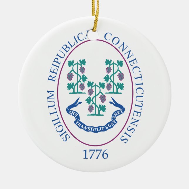 Connecticut sign ceramic ornament (Front)