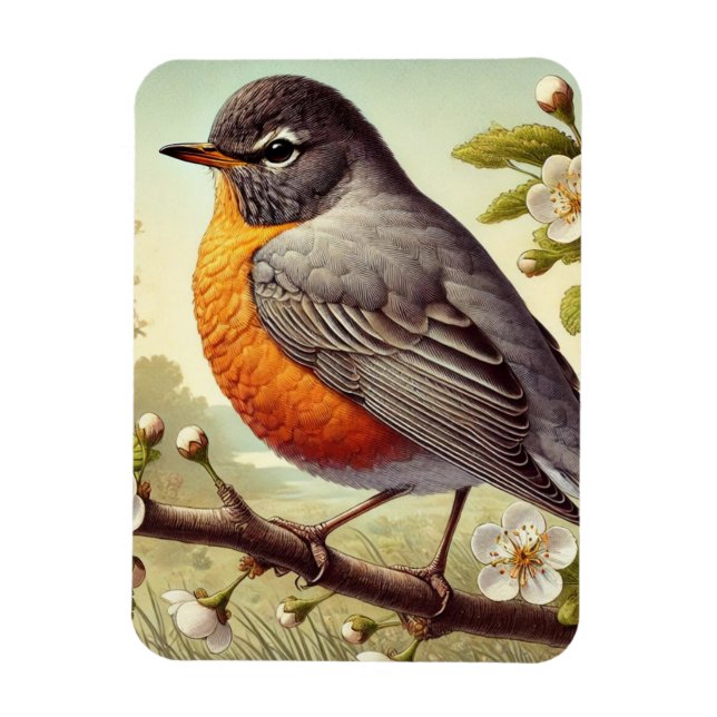 Connecticut State Bird American Robin Magnet (Vertical)