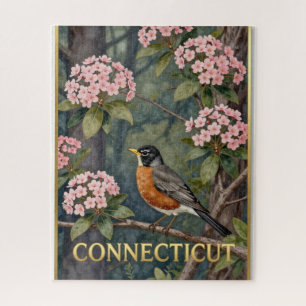 Connecticut State Bird & Mountain Laurel Nature Jigsaw Puzzle