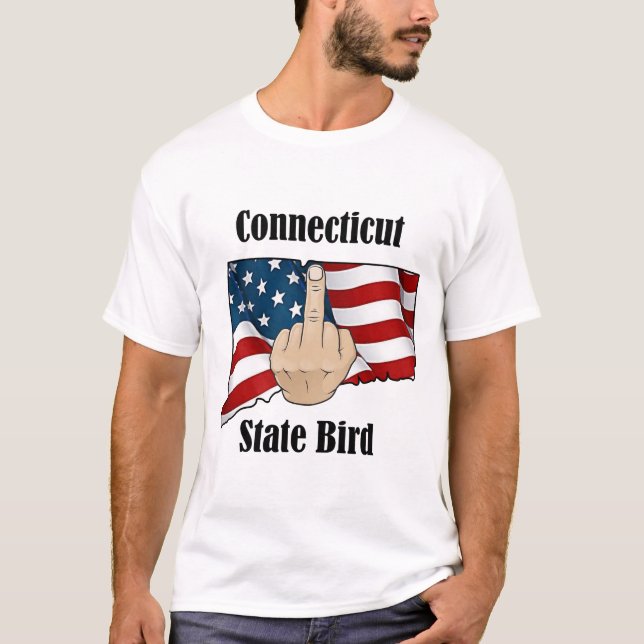 Connecticut state bird t-shirt middle finger flag (Front)