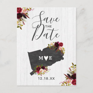 Connecticut State Destination Rustic Save the Date Announcement Postcard