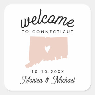 CONNECTICUT State Destination Wedding ANY COLOR!   Square Sticker