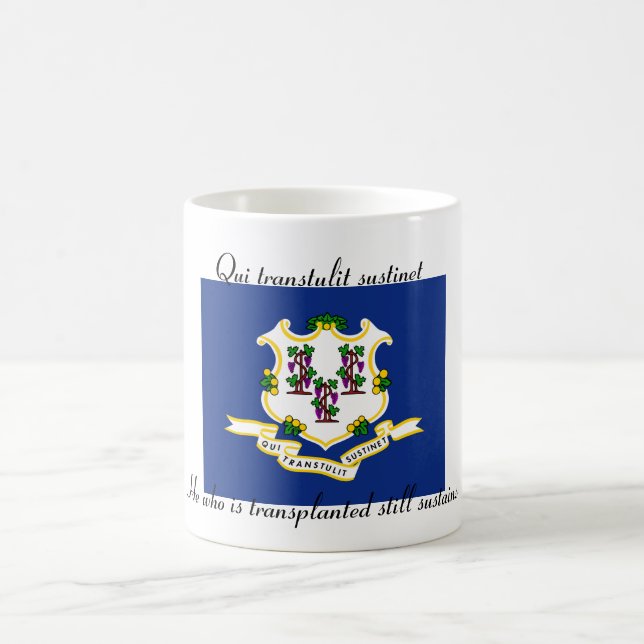 Connecticut State Flag and Motto 11 oz Mug (Center)