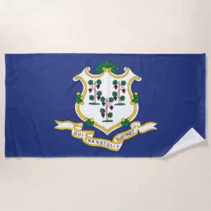 Connecticut State Flag Beach Towel