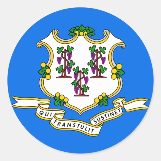 Connecticut State Flag Classic Round Sticker (Front)