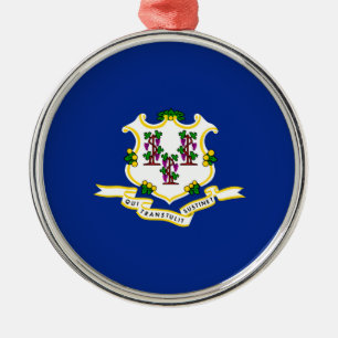Connecticut State Flag Design Decor Metal Tree Decoration
