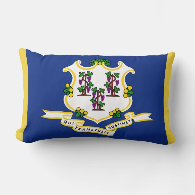 Connecticut State Flag Print Patriotic Lumbar Cushion (Front)