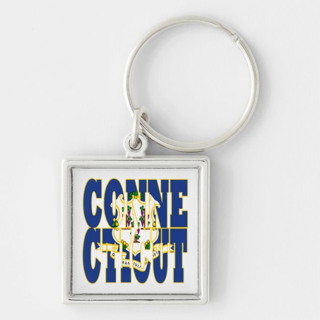 Connecticut state flag text key ring (Front)