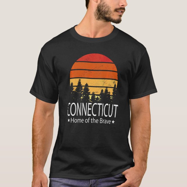 Connecticut State Home Of The Brave Connecticut Lo T-Shirt (Front)