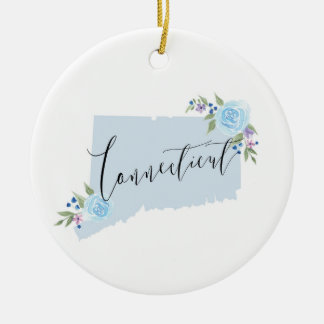 Connecticut State Map Art Ceramic Ornament