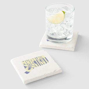 Connecticut State Name Word Art Yellow Stone Coaster