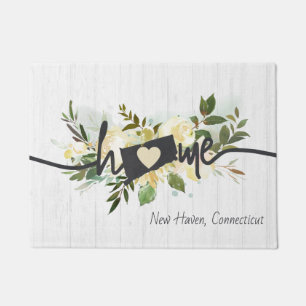 Connecticut State Personalised Home City Rustic Doormat