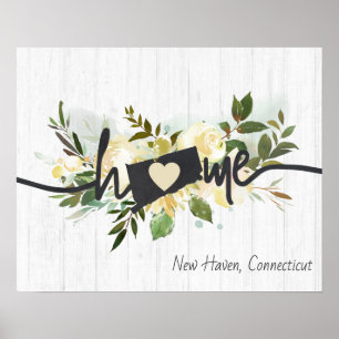 Connecticut State Personalised Home City Rustic Poster