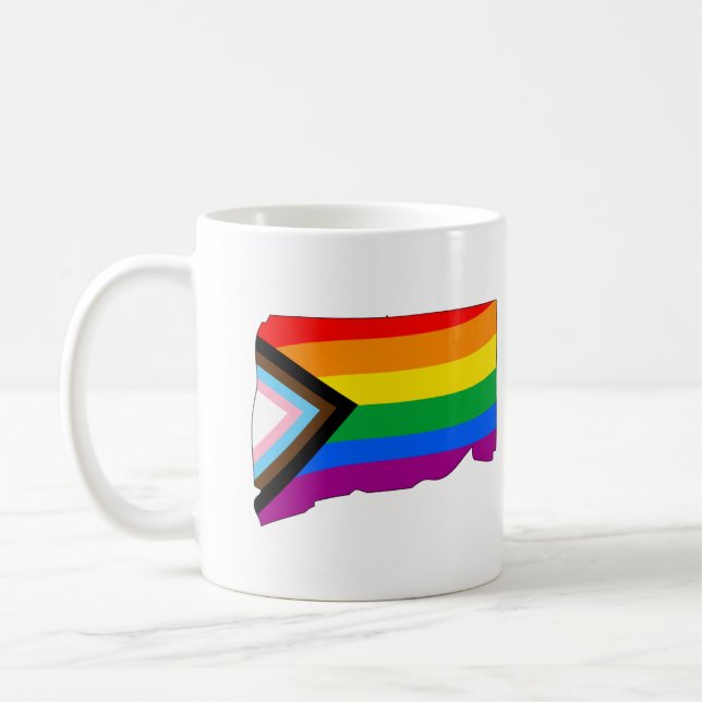 Connecticut State Pride LGBTQ Progress Pride Coffee Mug (Left)