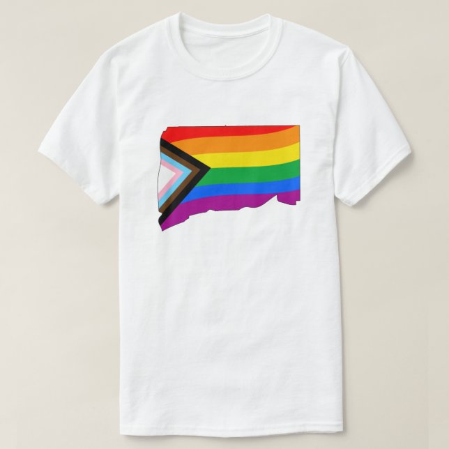 Connecticut State Pride LGBTQ Progress Pride T-Shirt (Design Front)