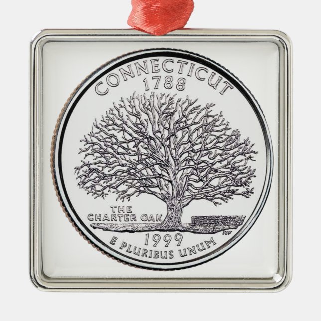 Connecticut State Quarter Metal Tree Decoration (Front)