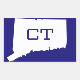 Connecticut State White Map CT Stickers