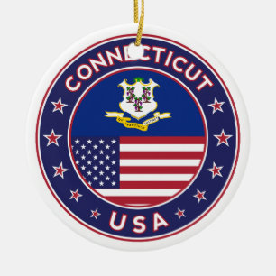 Connecticut sticker, USA States Ceramic Ornament