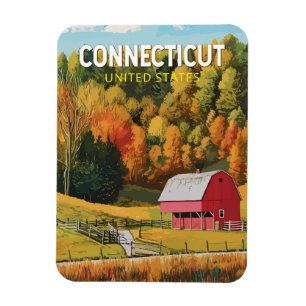 Connecticut Travel Art Vintage Magnet