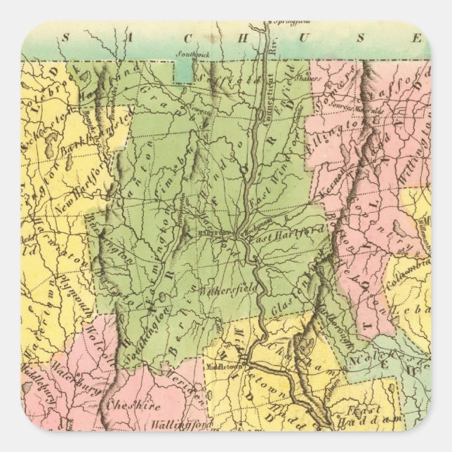 Connecticut US Square Sticker (Front)