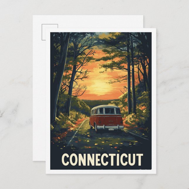 Connecticut USA Art Vintage Travel Postcard (Front/Back)