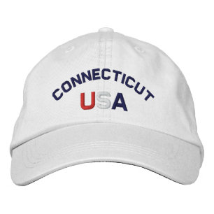 Connecticut USA Embroidered White Hat