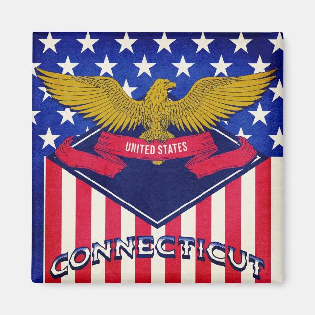 Connecticut USA Flag Magnet (Front)