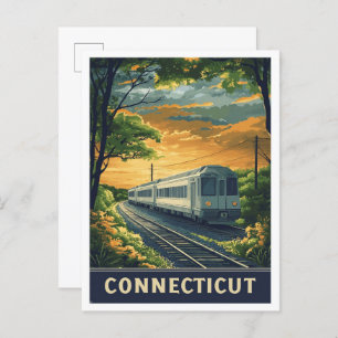 Connecticut USA Vintage Illustration Travel Postcard