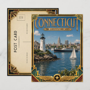 Connecticut Vintage Art Deco Golden Age Postcard