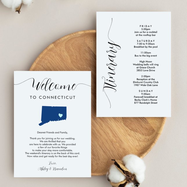 Connecticut Wedding Welcome Letter Itinerary Card (Creator Uploaded)